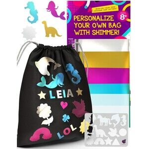Personalize Your Own Drawstring Bag Craft Kit with Shimmery Foils - Unique Gift
